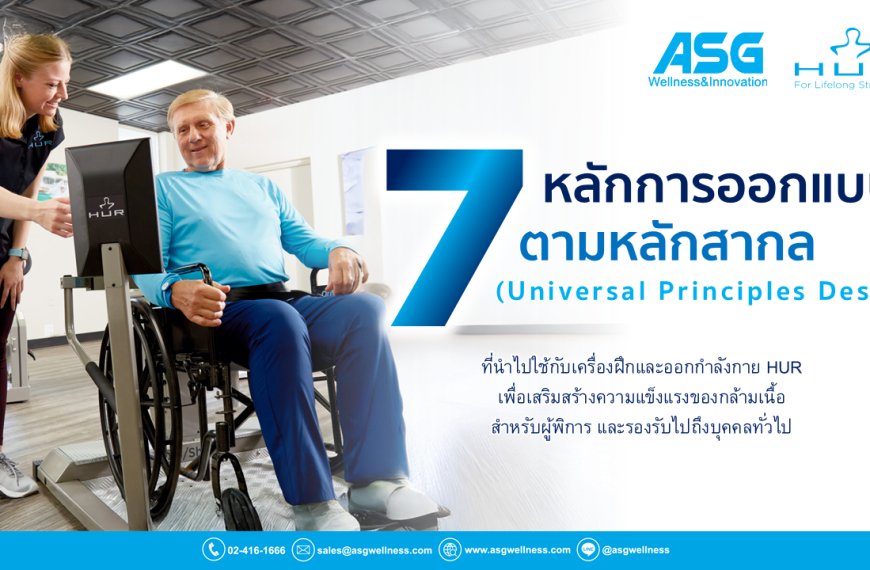 7 หลักการออกแบบตามหลักสากล (Universal Principles Design) ที่นำไปใช้กับเครื่องฝึกและออกกำลังกาย HUR เพื่อเสริมสร้างความแข็งแรงของกล้ามเนื้อสำหรับผู้พิการ และรองรับไปถึงบุคคลทั่วไป